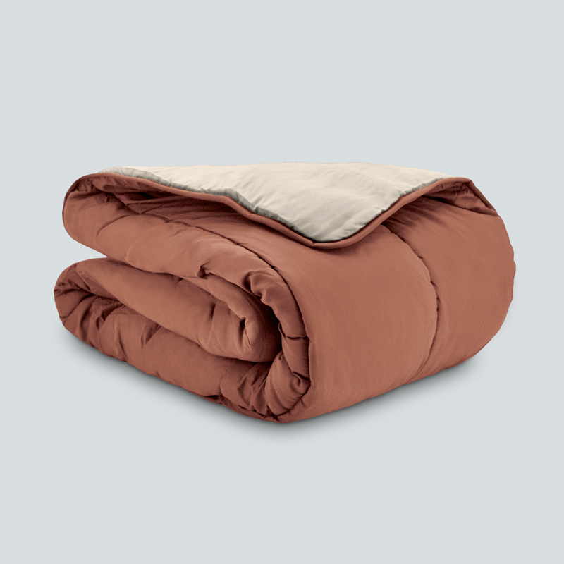 Couette microfibre bicolore 350gr m² terracotta beige 240x220cm L